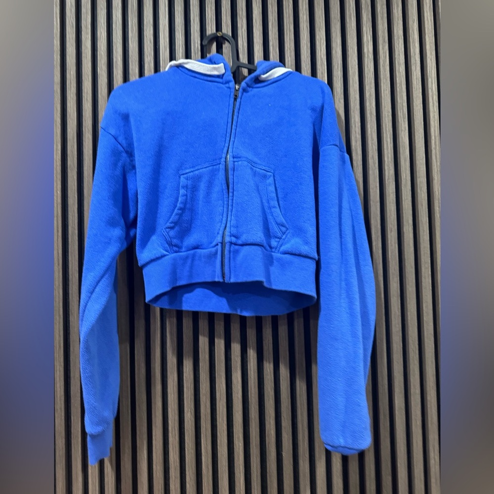 Katie J NYC Electric Blue Fleece Hoodie size xsmall juniors